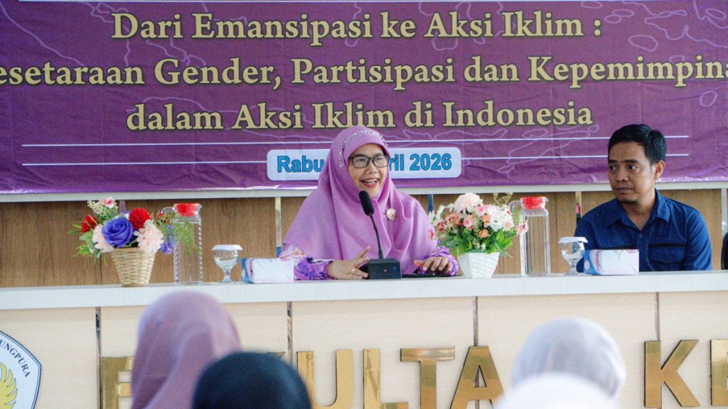 Sambutan Dekan Fahutan UNTAN Dr Farah Diba tentang kesetaraan gender dan aksi iklim.