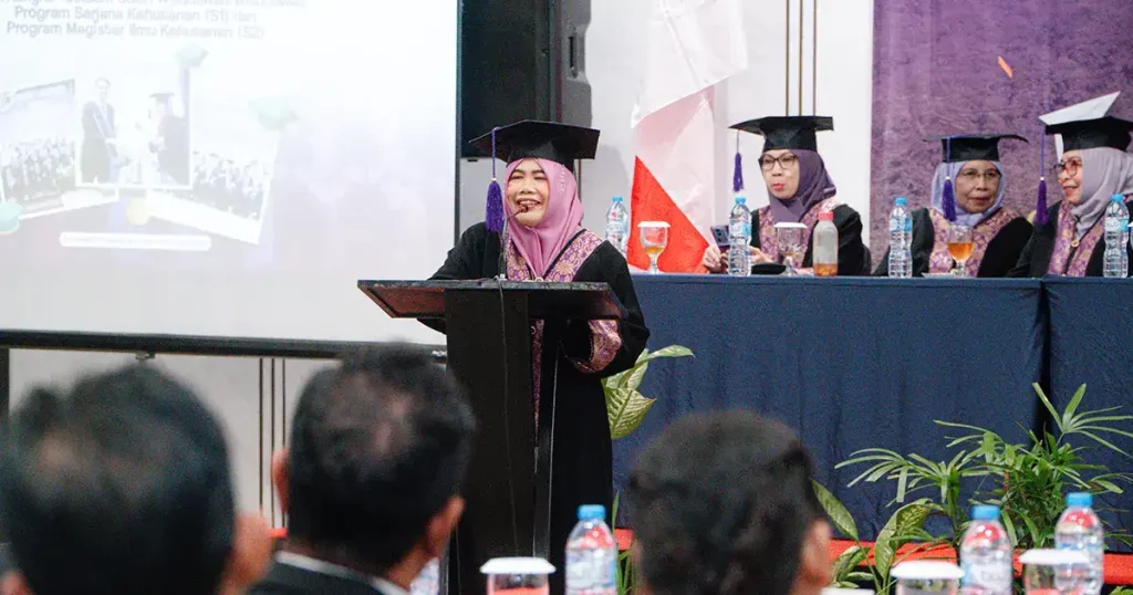 Sambutan Dekan Fahutan UNTAN Dr Farah Diba mengenai akreditasi Unggul dan SDGs.